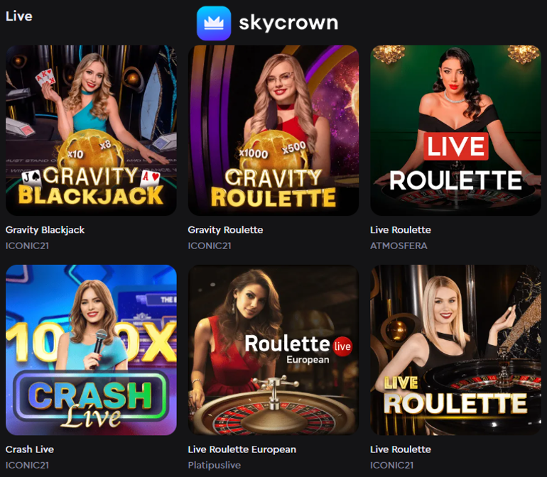 live games at sky crown online